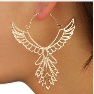 Phoenix Rising Angel Wings Gold Earrings